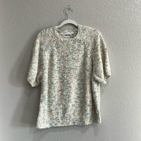 Y2K Vintage Alfred Dunner Sweater Short Sleeve Multi Color Pullover Sz 44 (2X) - Picture 1 of 9